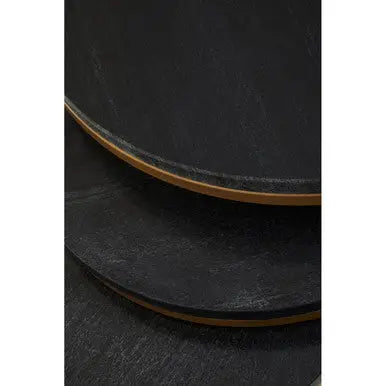 Varana Black Marble and Gold Finish Set of 3 Nesting Round Tables