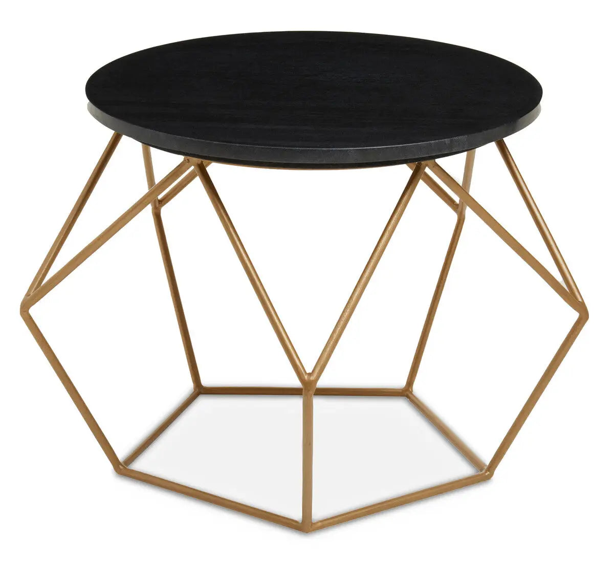 Varana Black Marble Round Coffee Table with Gold Finish Frame