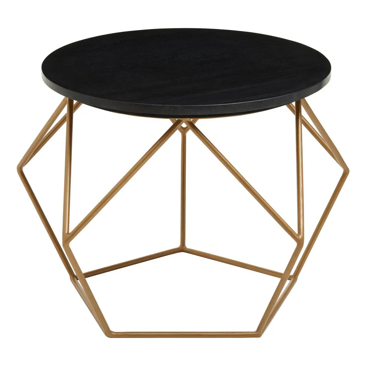 Varana Black Marble Round Coffee Table with Gold Finish Frame