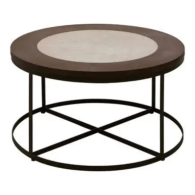 Vasco White Marble Coffee Table with Black Base