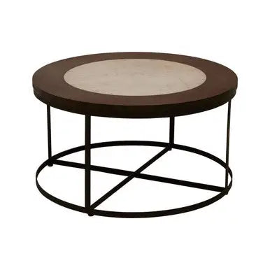 Vasco White Marble Coffee Table with Black Base