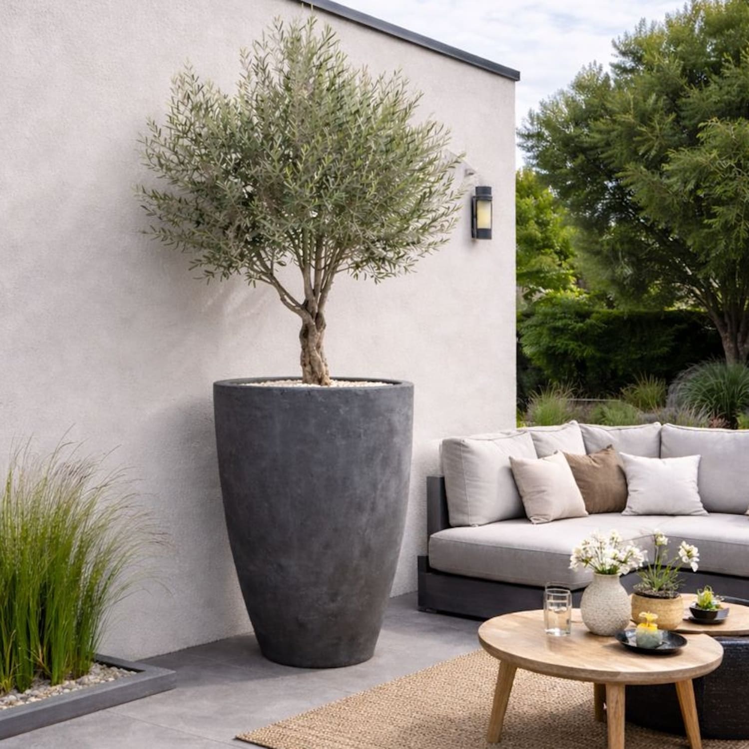 Vessara | Onyx Dusk – 100cm XXL Concrete Tall Vase Planter – 172L Round Plant Pot - Pots & Plants