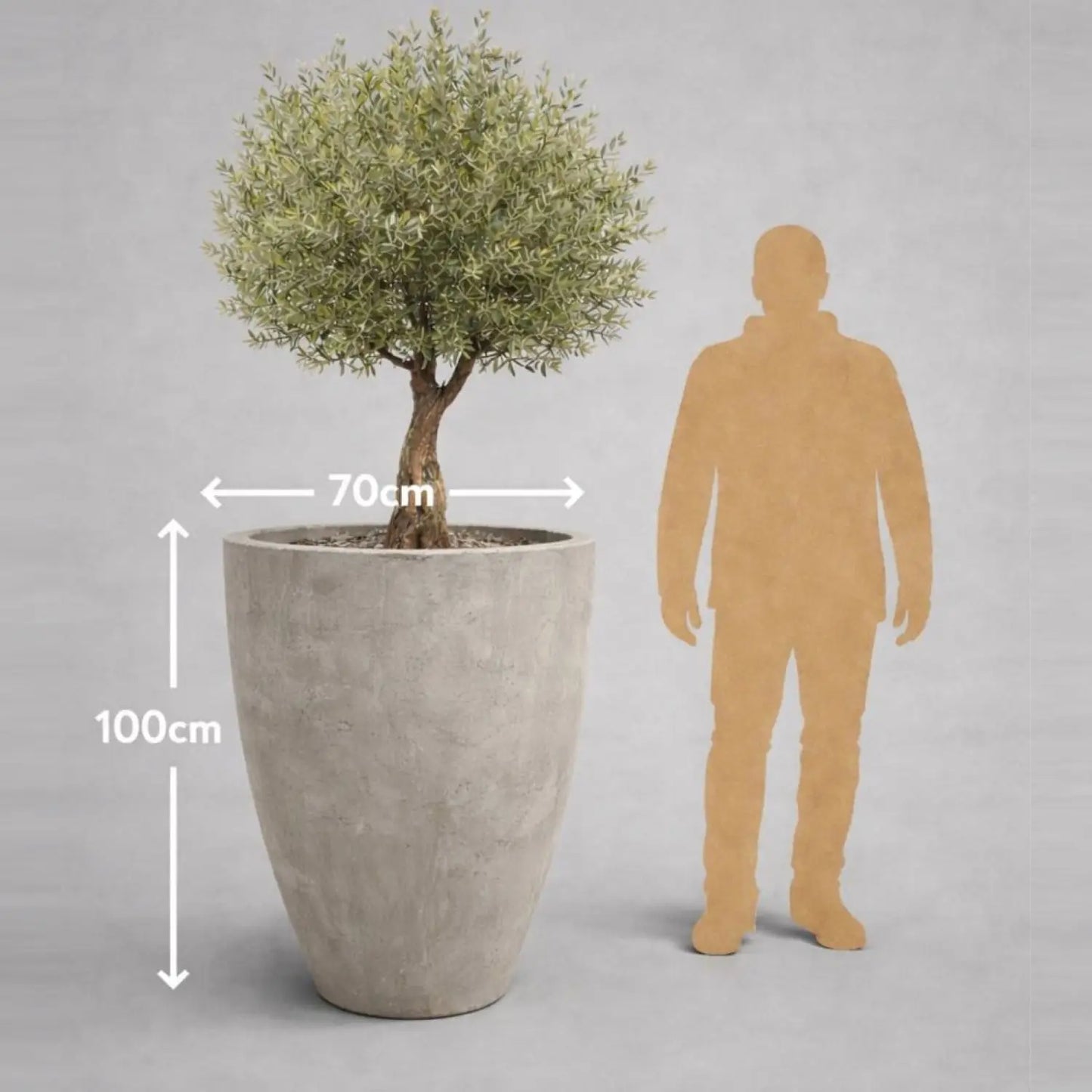 Vessara | Truffle – 100cm XXL Tall Concrete Planter – 172L Round Plant Pot