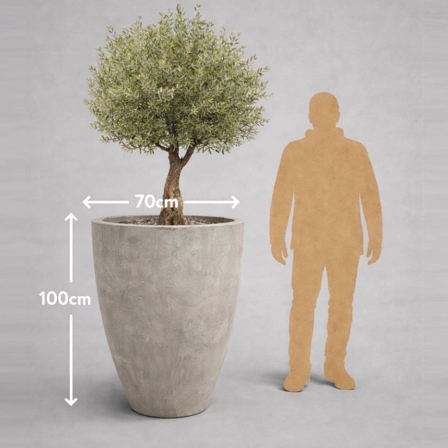 Vessara | Truffle – 100cm XXL Tall Concrete Planter – 172L Round Plant Pot - Pots & Plants