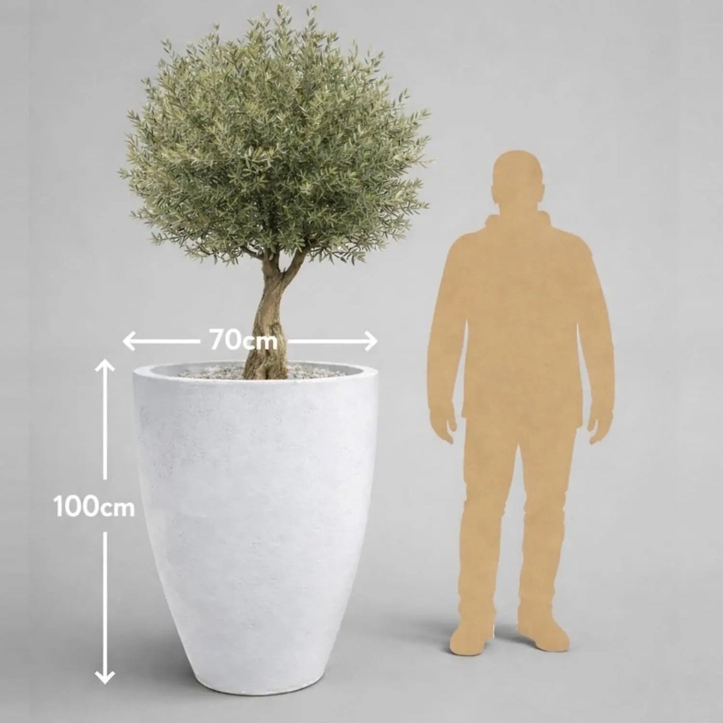 Vessara | White Mist – 100cm XXL Concrete Vase Planter – 172L Tall Plant Pot