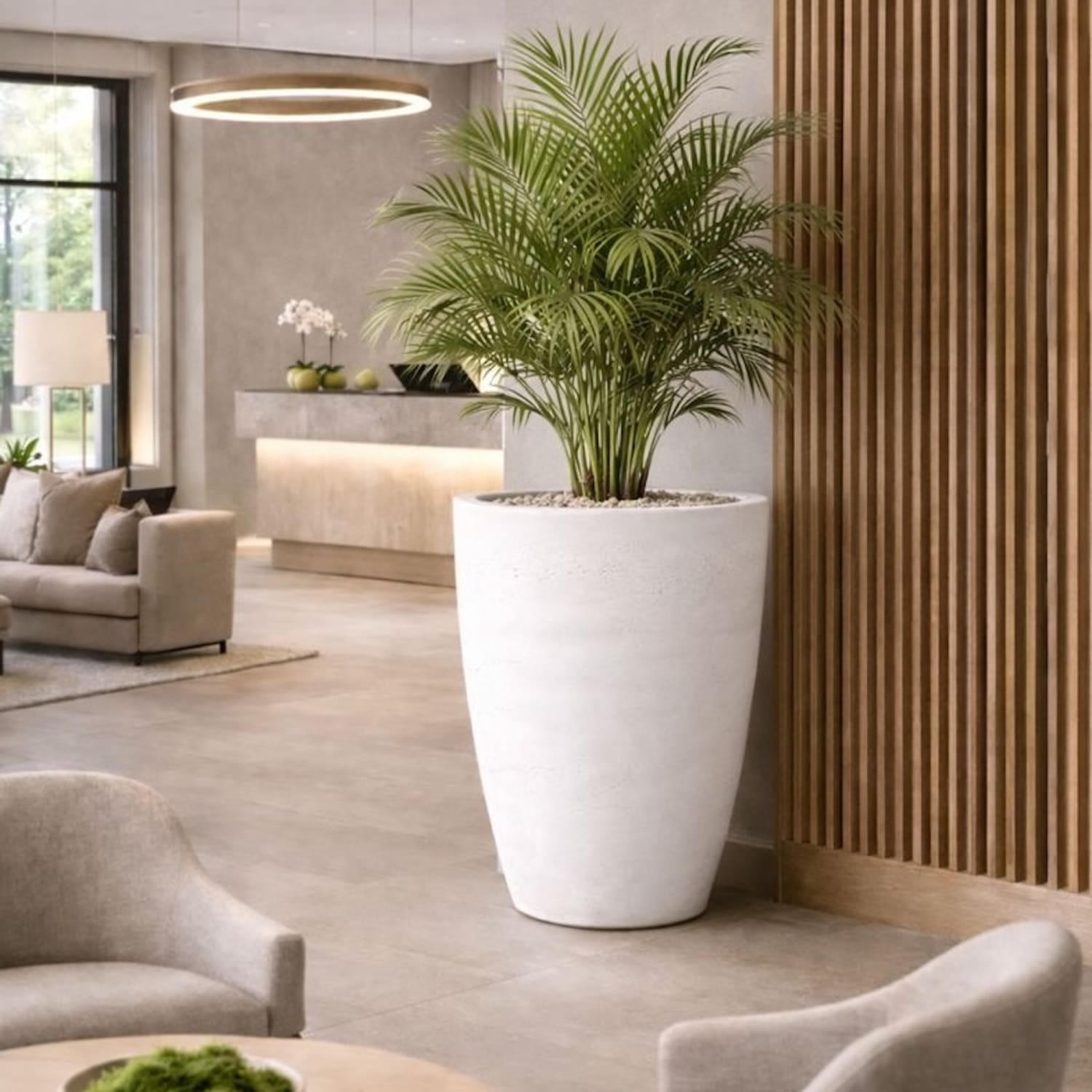 Vessara | White Mist – 100cm XXL Concrete Vase Planter – 172L Tall Plant Pot - Pots & Plants