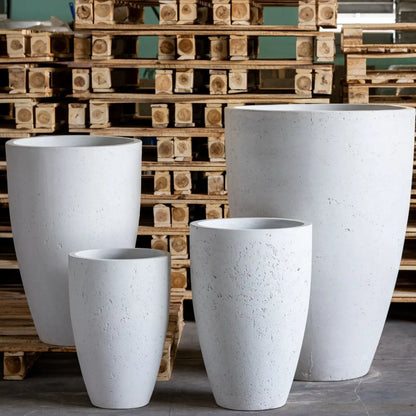 Vessara | White Mist – 62cm Extra Large Tall Concrete Planter – 31L Vase-Style Plant Pot