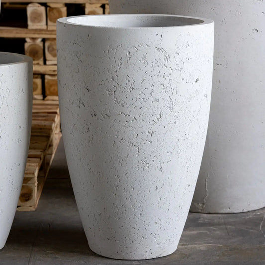 Vessara | White Mist – 62cm Extra Large Tall Concrete Planter – 32L Vase-Style Plant Pot