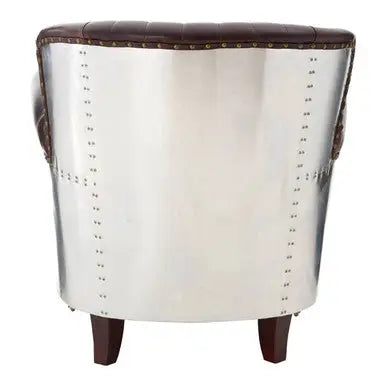 Victor Brown Leather Quilted Armchair