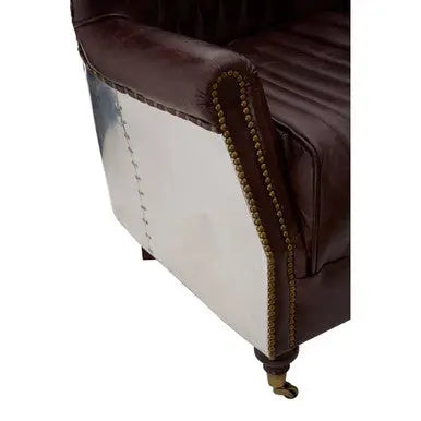 Victor Brown Leather Quilted Armchair