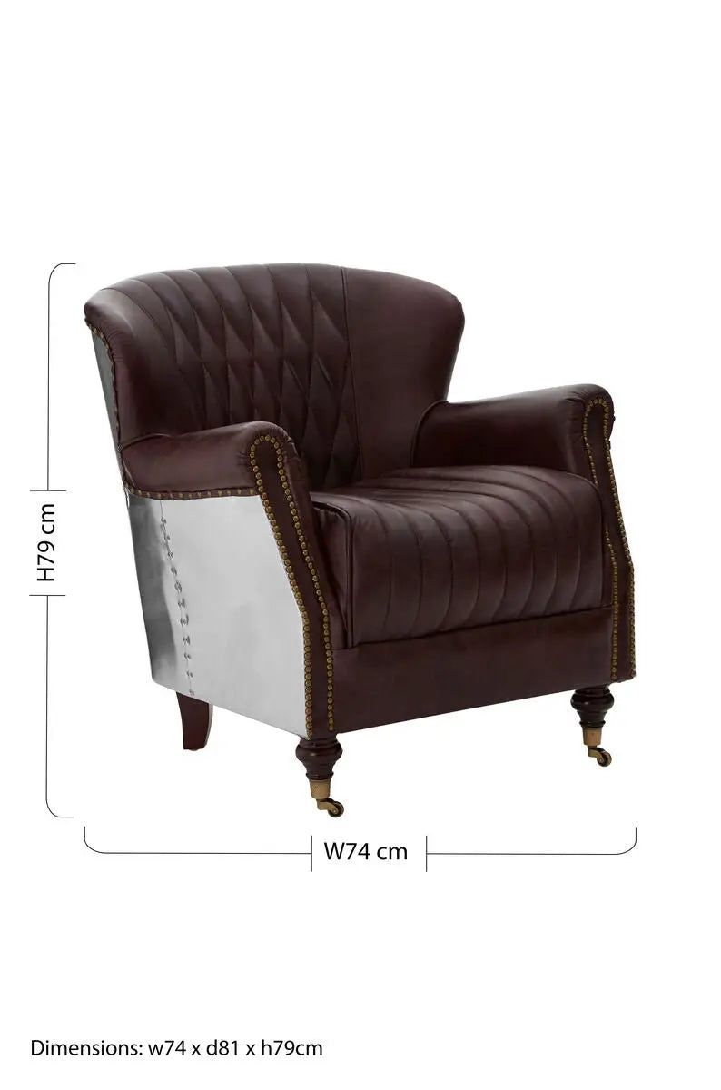 Victor Brown Leather Quilted Armchair