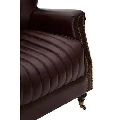 Victor Brown Leather Quilted Armchair