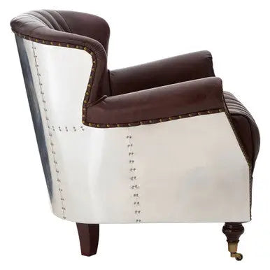 Victor Brown Leather Quilted Armchair