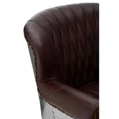 Victor Brown Leather Quilted Armchair