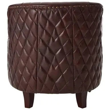 Victor Brown Leather Wingback Armchair with Diamond Quilted Detail