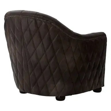 Dark Grey Brown Leather Tub Chair – Compact Accent Chair for Modern Interiors