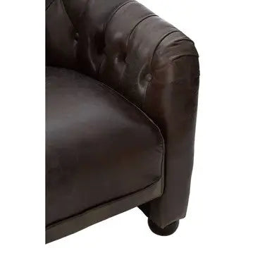 Dark Grey Brown Leather Tub Chair – Compact Accent Chair for Modern Interiors