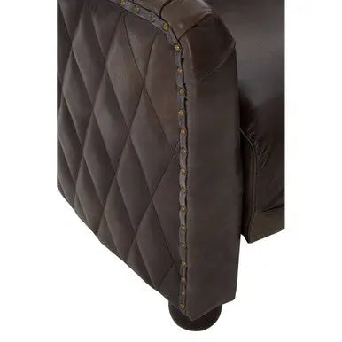 Dark Grey Brown Leather Tub Chair – Compact Accent Chair for Modern Interiors