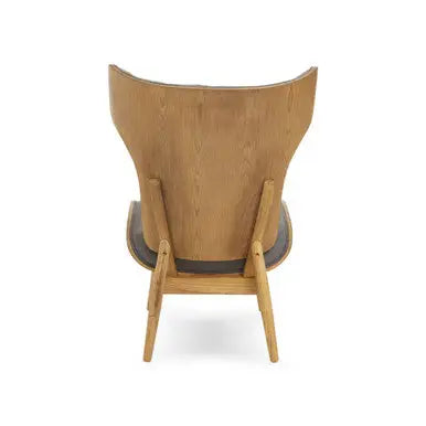 Vinsi Dark Grey Velvet Wing Back Chair with Elm Wood Frame