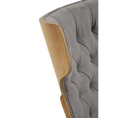 Vinsi Dark Grey Velvet Wing Back Chair with Elm Wood Frame