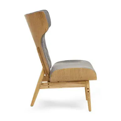 Vinsi Dark Grey Velvet Wing Back Chair with Elm Wood Frame