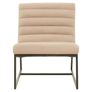 Vogue Ivory Velvet Lounge Chair with Matte Black Stainless Steel Frame