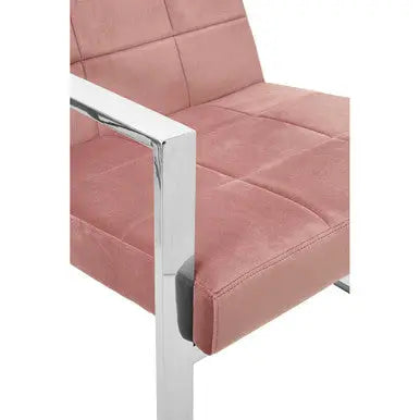 Vogue Pink Velvet Lounge Chair with Silver Finish Frame