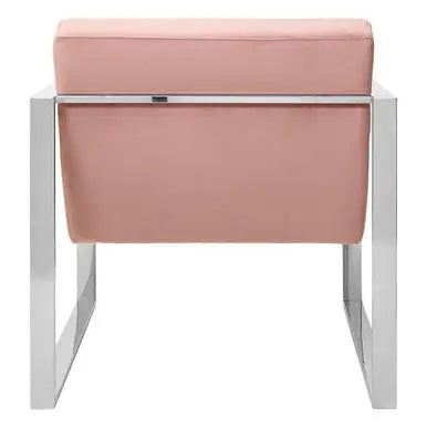Vogue Pink Velvet Lounge Chair with Silver Finish Frame