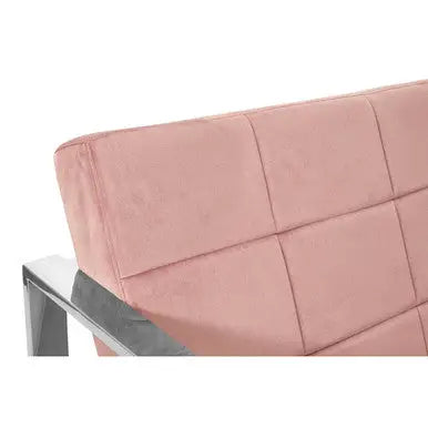 Vogue Pink Velvet Lounge Chair with Silver Finish Frame