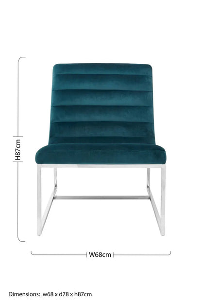 Vogue Teal Velvet Lounge Chair with Channel Tufting