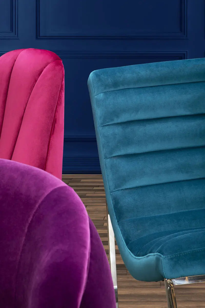 Vogue Teal Velvet Lounge Chair with Channel Tufting