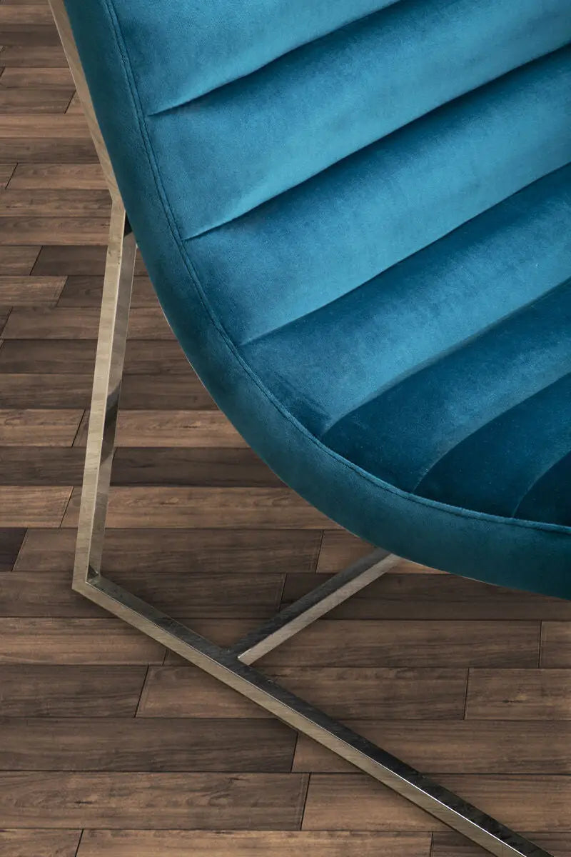 Vogue Teal Velvet Lounge Chair with Channel Tufting