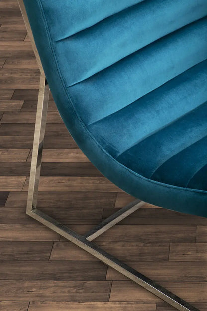 Vogue Teal Velvet Lounge Chair with Channel Tufting