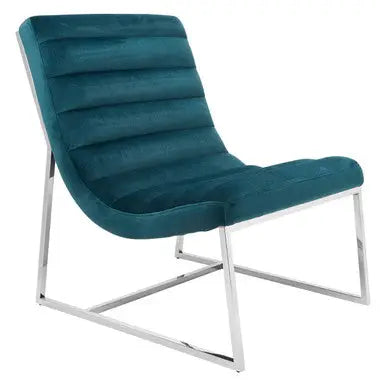 Vogue Teal Velvet Lounge Chair with Channel Tufting