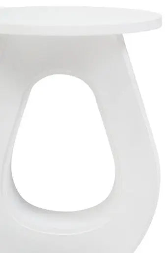 Walsa Whitewash Mango Wood Side Table with Cutout Detail