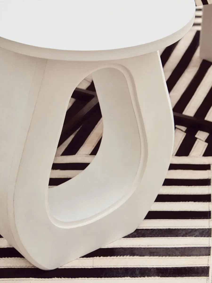 Walsa Whitewash Mango Wood Side Table with Cutout Detail