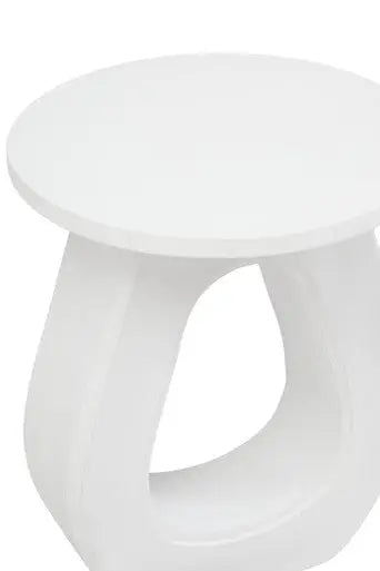 Walsa Whitewash Mango Wood Side Table with Cutout Detail