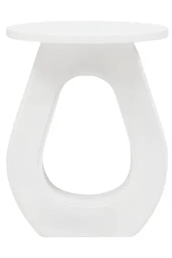 Walsa Whitewash Mango Wood Side Table with Cutout Detail