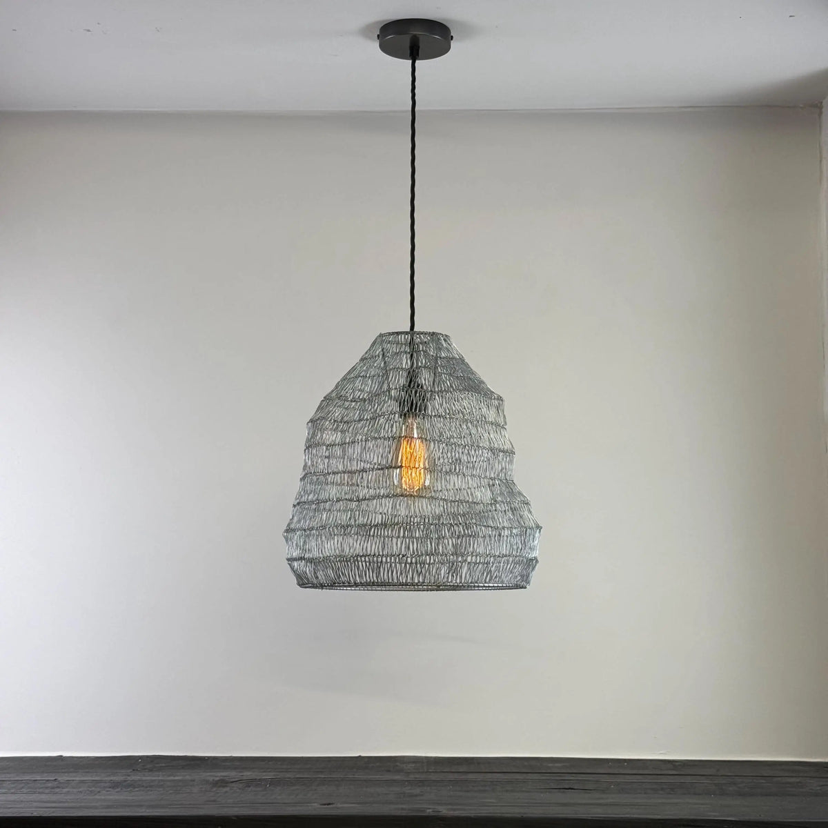 Walton Beehive Large Silver Wire Mesh Lampshade Pendant Light