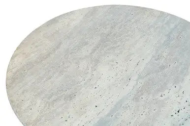 Walton Cream Travertine and Black Acacia Wood Coffee Table