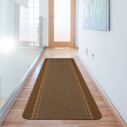 Washable Bordered Brown Rug | 116Br