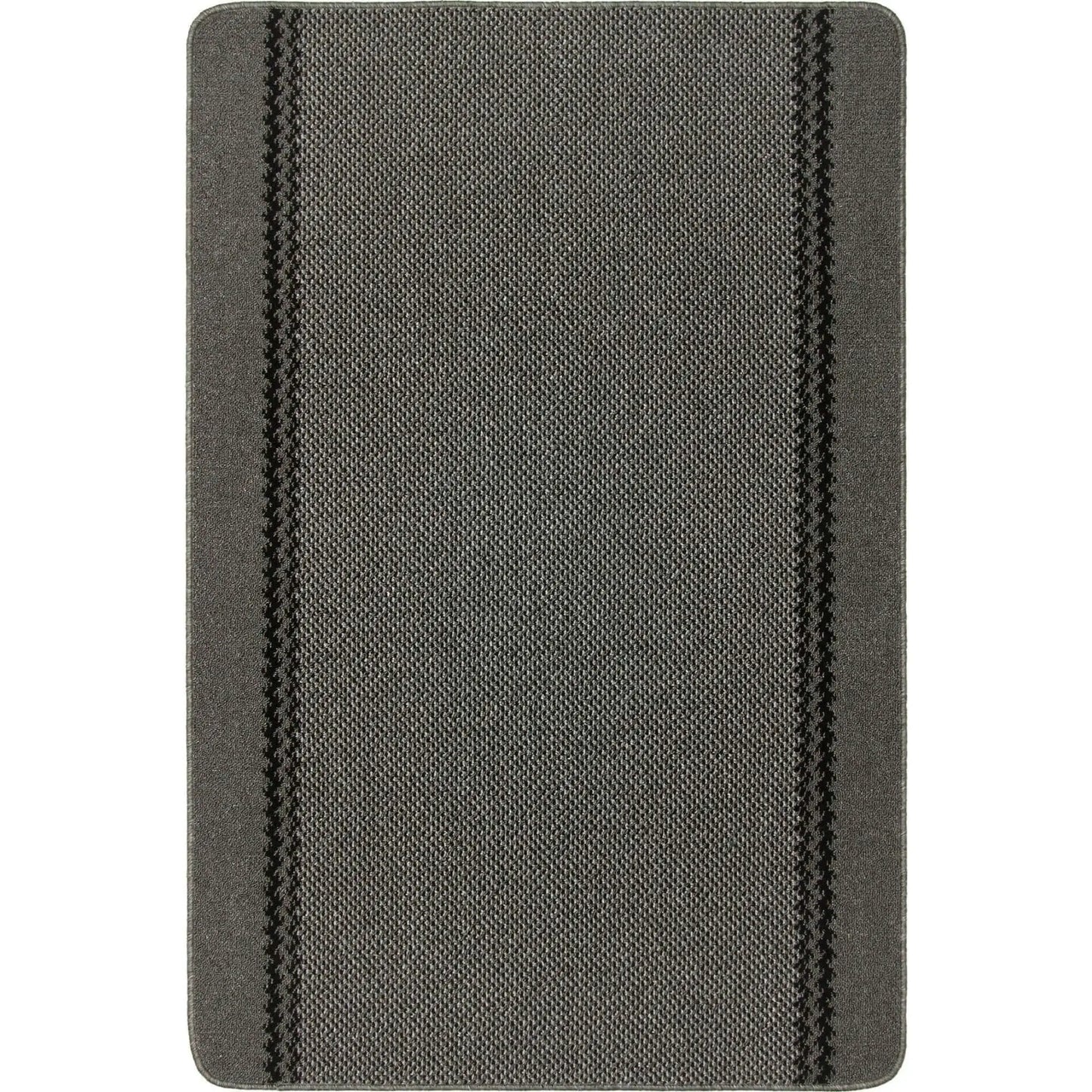 Washable Bordered Dark Grey Rug | 116D