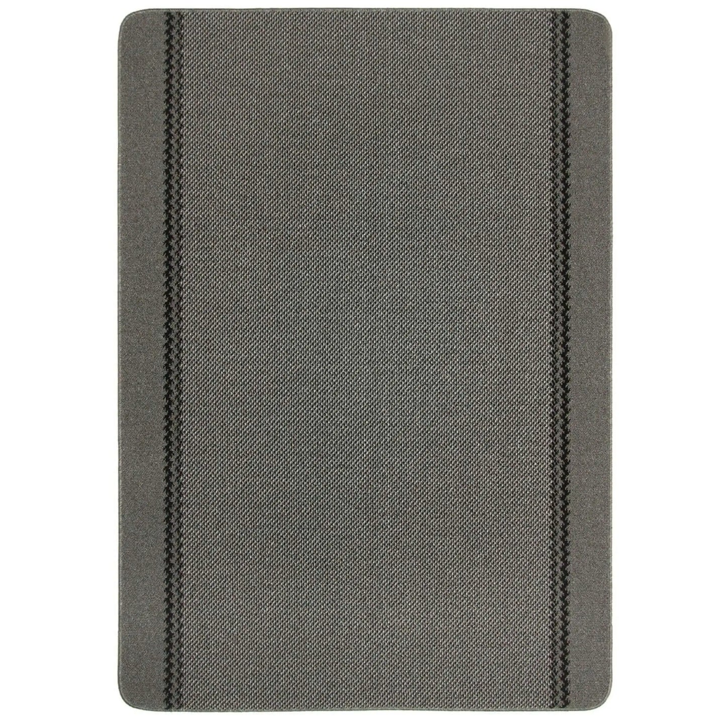 Washable Bordered Dark Grey Rug | 116D