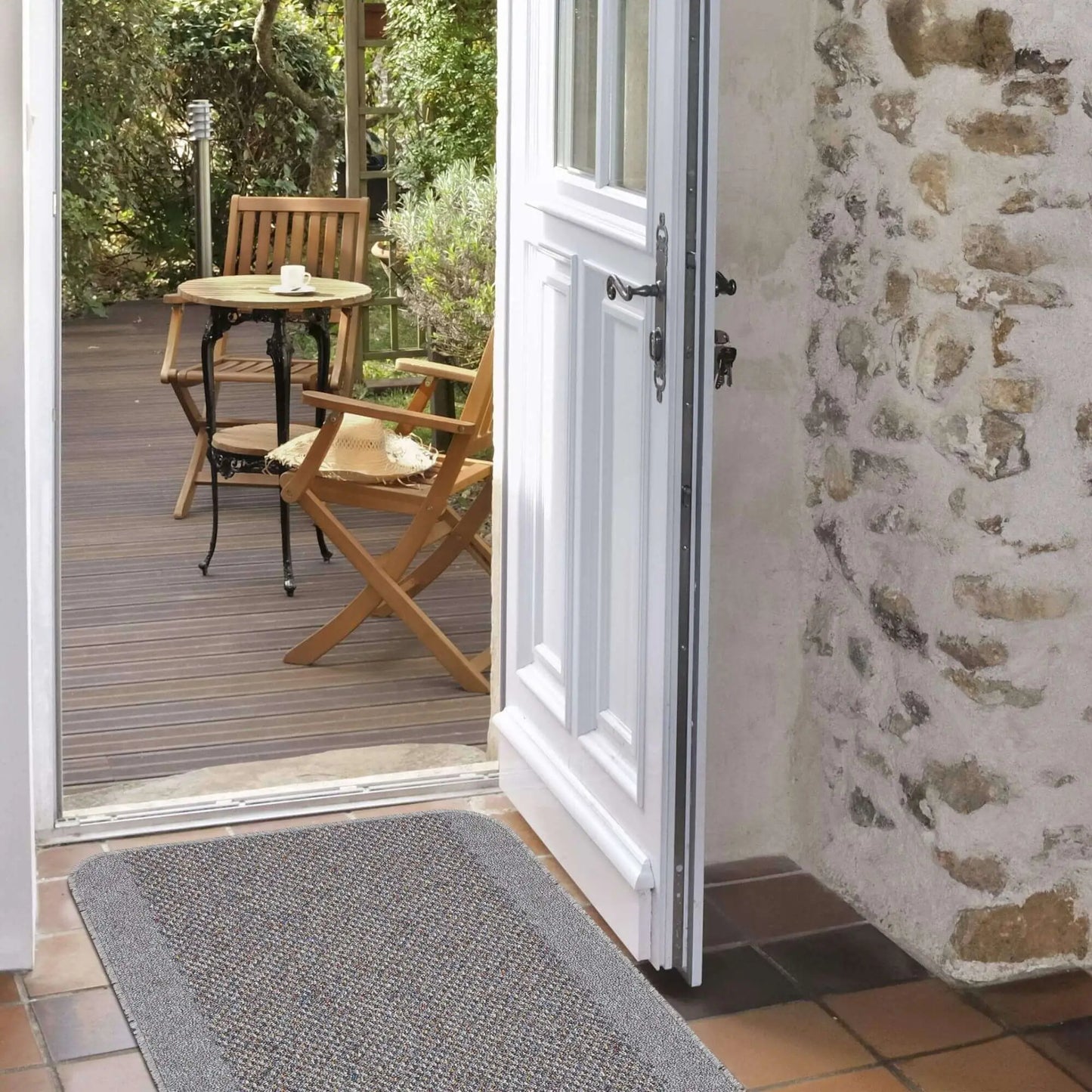 Washable Bordered Silver Grey Rug| 110G