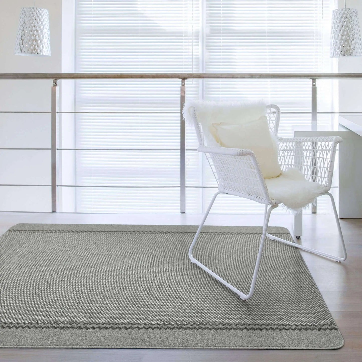 Washable Designer Bordered Grey Rug | 116G