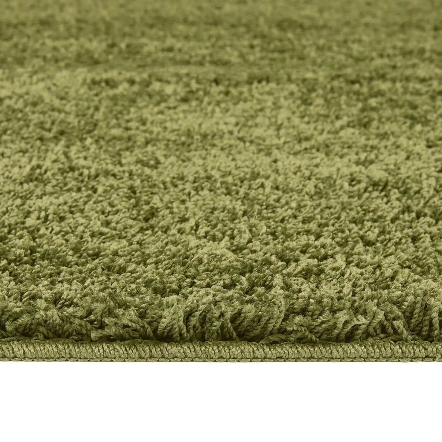 Washable Olive Green Shaggy Rug