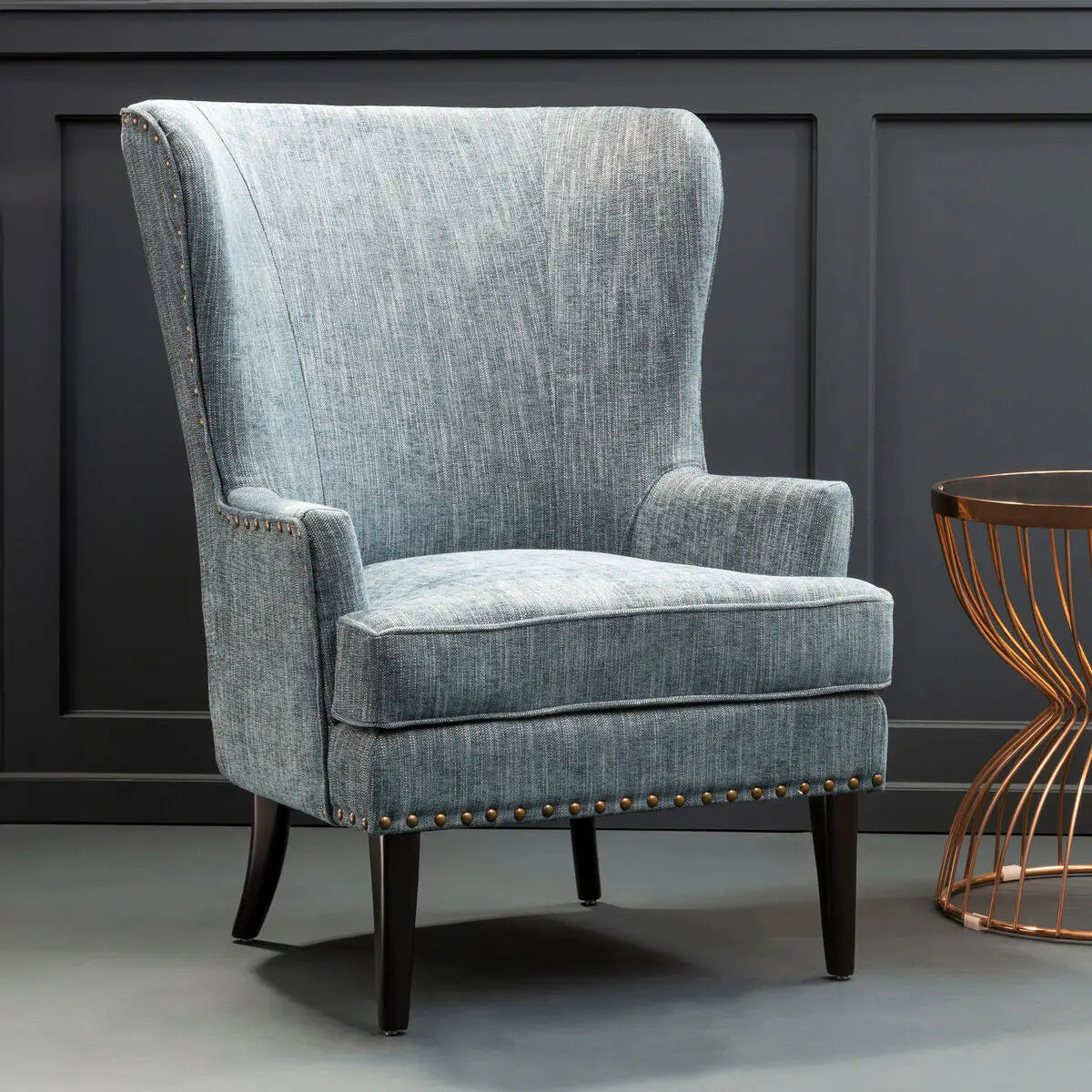 Welham Blue Wingback Lounge Chair