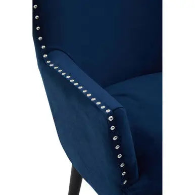 Wexley Blue Velvet Wingback Lounge Chair with Stud Detail