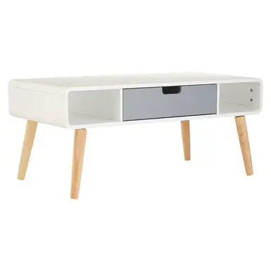White and Natural Coffee Table with Drawer, Milo
