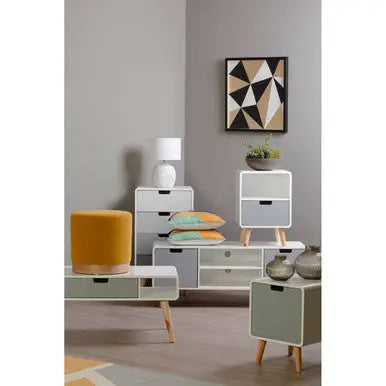 White and Natural Coffee Table with Drawer, Milo